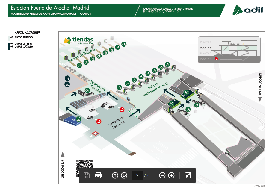 Accesibilidad de la primera planta en la estación de Atocha