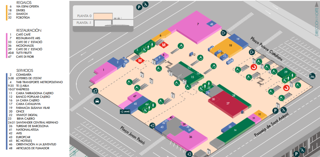 Plano de las tiendas, bares y restaurantes de Sants