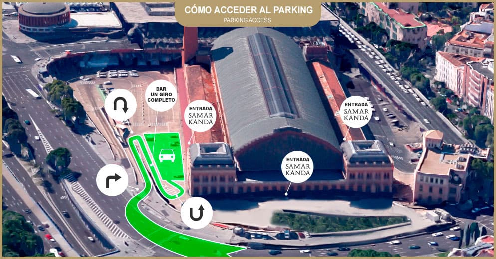 Plano de acceso al parking de la estación de Atocha